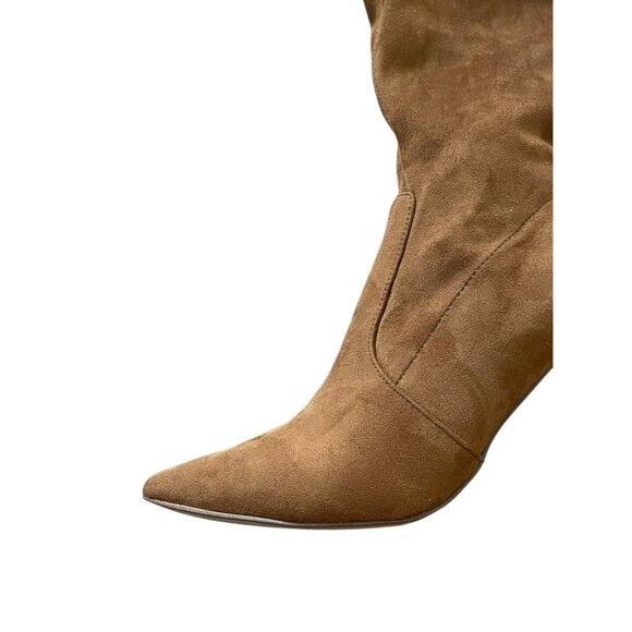 Steve Madden Tan Faux Suede Knee-High Boots 6.5M Pointed Toe Block Heel Side Zip - Picture 10 of 16